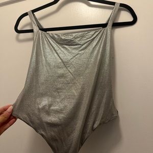 SKIMS Metallic Silver Shimmer Bodysuit